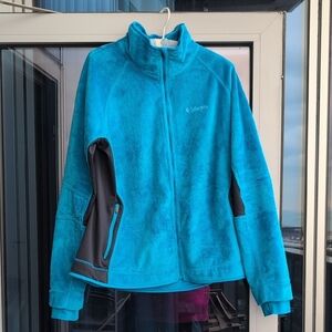 Columbia Women's Turquoise and Black Fleece Jacket, XL